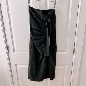 Zara black bow midi skirt